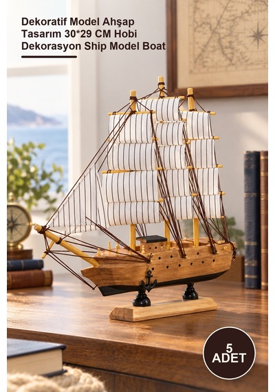 5 Adet Ahşap Gemi Dekoratif Model Ahşap Tasarım 30 29 Cm Hobi Dekorasyon Ship Model Boat 2