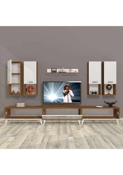 Decoraktiv Eko 8da Slm Retro Tv Ünitesi Tv Sehpası Ceviz - Beyaz