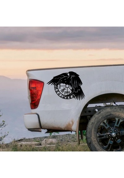 Viking Kuzgun Pusulası - Araba Oto Motosiklet Karavan Cam Sticker - 00287 50x37 Cm