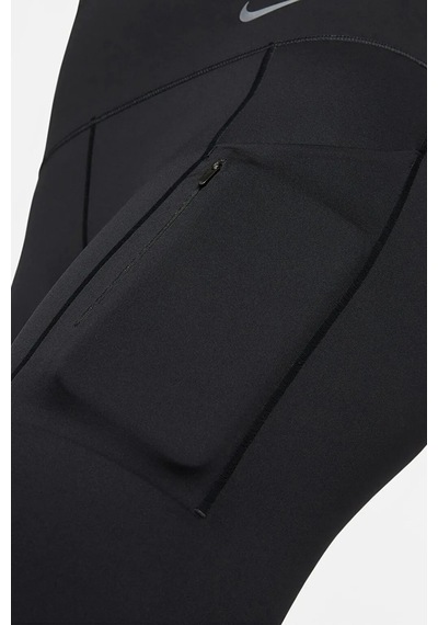 Nike Trainng Go Dri Fit İnfinalock High Rise 7/8 Black 6 Cepli Toparlayıcı Yüksek Belli Reflektörlü Antrenman Taytı Siyah