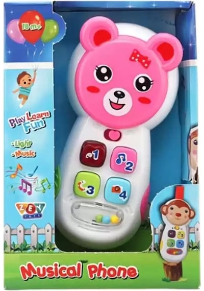 Işıklı Müzikli Aktivite Telefonu - Bebeğimin İlk Telefonu Eğitici Oyuncak -pembe