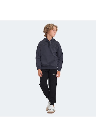 Slazenger LETTO Çocuk Kapüşonlu Cepli Koyu Gri Sweatshirt