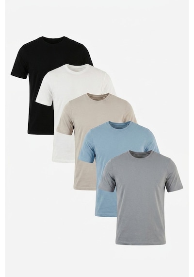 Buratti Pamuklu Regular Fit Bisiklet Yaka 5'li Paket T Shirt Erkek T Shirt 59020204s5 Siyah-kül-mavi-açık Gri-ekru