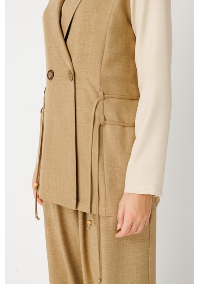 Esswaap Yelek Bluz Pantolon Takım Camel-camel Camel