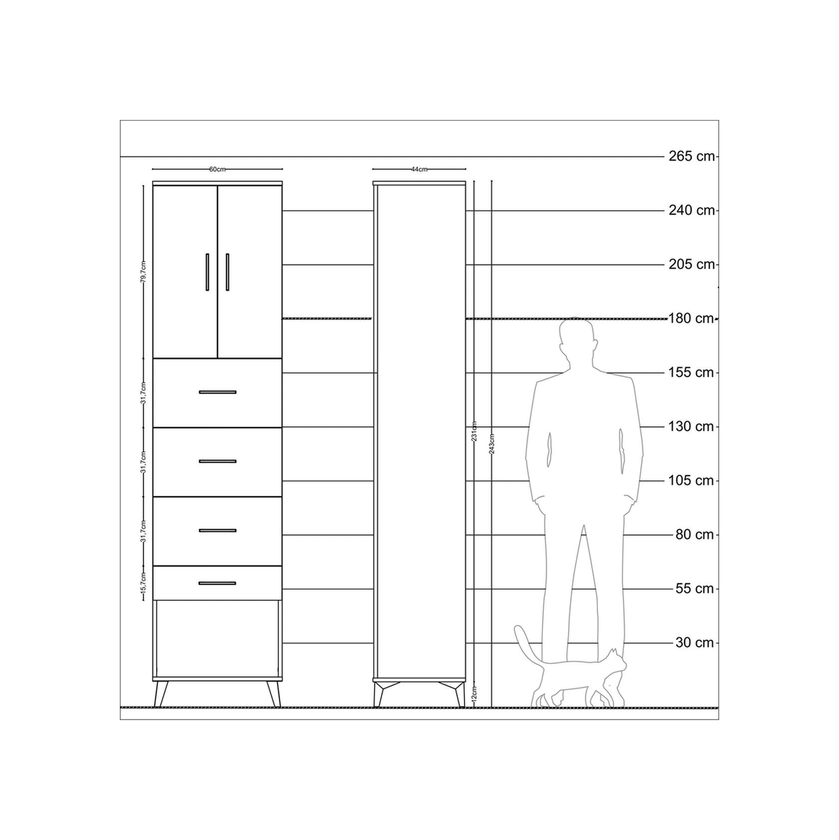 Hyperion Dolap 2 Raflı 4 Çekmeceli 2 Kapaklı 60x44x243 Çam-ay... Çam Hyperion Dolap 2 Raflı 4 Çekmeceli 2 Kapaklı 60x44x243 Çam-ay... Çam