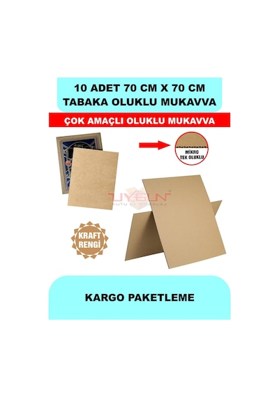 10 Adet 70cm X 70cm Baskısız Tabaka Oluklu Mukavva, Çocuk Etkinlik Kartonu, Maket Kartonu, Kargo Kartonu