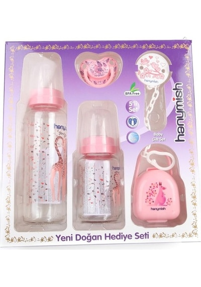 Hanymish Yenidoğan 5'li Hediye Seti Pembe 654