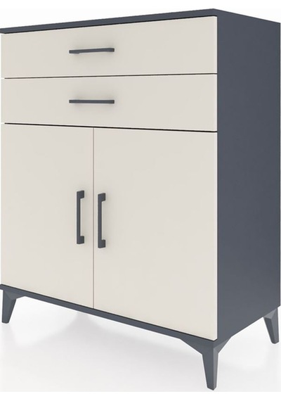 Hyperion Şifonyer Tek Raflı 2 Çekmeceli 2 Kapaklı 88x44x106 A... Antrasit