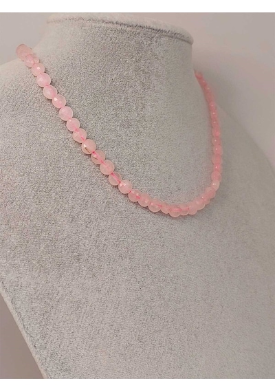 Pembe Kuvars Taşı Yassı Faset Kesim Kolye 6x4mm Sabit Klipsli Kırmızı