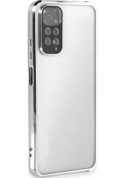Xiaomi Redmi Note 11 Uyumlu Kılıf Lensli Silikon - Gümüş