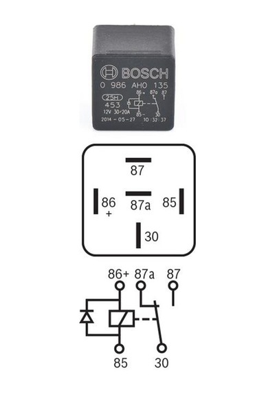 12V 30/20A Diyotlu Çift Platin Mini Röle 5 Fiş Bosch 0986AH0135