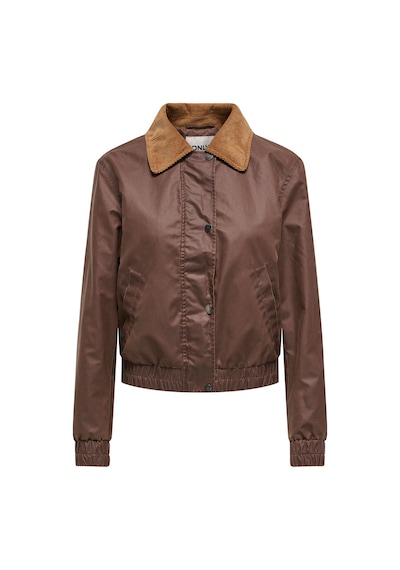 Only Kadın Regular Fit Kadife Gömlek Yaka Kısa Mont - 15335923 Kahverengi
