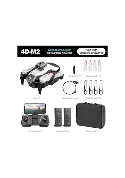 4d-m2 Çift Kameralı Engelden Kaçınma Özellikli Işıklı Katlanabilir Drone