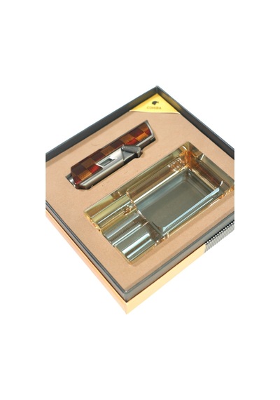 Cohiba Tek Torch Dama Desenli Çakmak Kristal Tekli Küllük İkili Puro Seti Tr9831