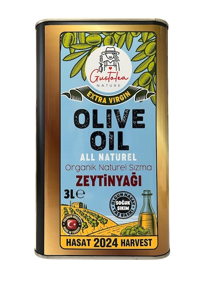 Gustolea Nature Organik Bebek Soğuk Sıkım Naturel Sızma Zeytinyağı 3 L