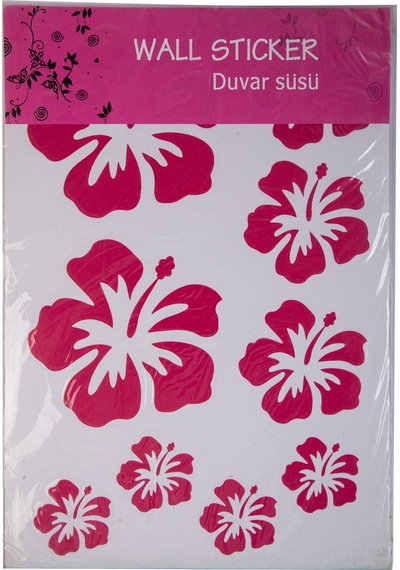 Sıa Duvar Süsü Sticker Pembe Çiçekli Şeffaf Filmli Pvc