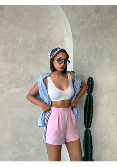Verymoda Kot Detaylı Şort D2847 Pembe