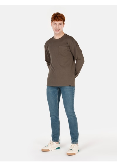 Colin's Colins Regular Fit Basic Yeşil Erkek Uzun Kol Tişört Cl1065666 Haki