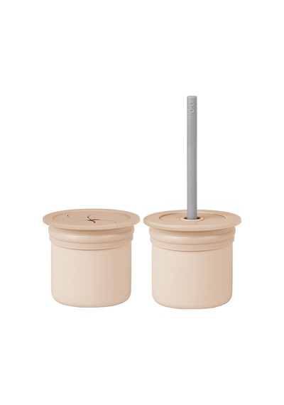 Ham+hüp Pipetli Silikon Bardak Seti Bubble Beige / Powder Grey