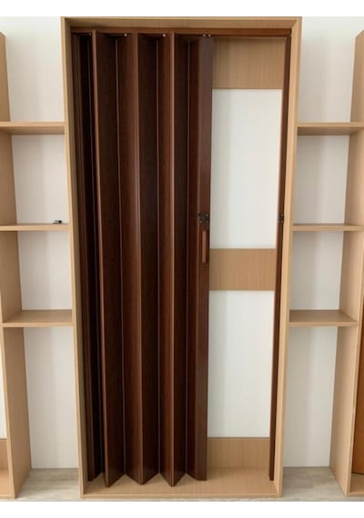 Akordeon Kapı Kibar Modeli, Ceviz Ahşap Desenli, 84x216cm
