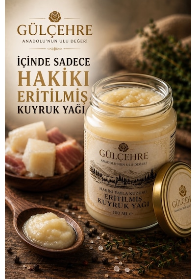 Yörem Afyon Anadolu'nun Ulu Değeri Hakiki Yayla Kuzusu Eritilmiş Saf Kuyruk Yağı 100 Ml