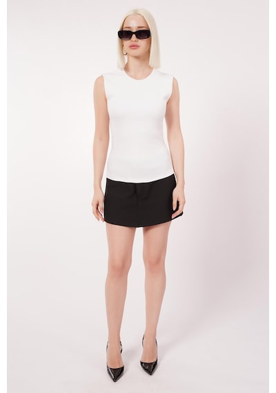 Seeh Beyaz Kadın Basic Slim Fit T-shirt Sh250