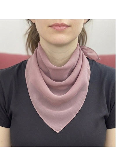 Jz Shop Düz Sade Şifon Kare Fular - Zarif Kadın Boyun Fuları Ve Bandana 50x50cm Pembe
