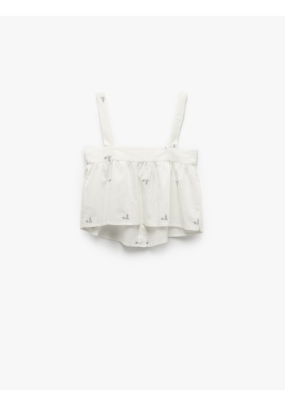 Koton Pamuklu-keten Karışımlı Askılı Çiçek İşlemeli Crop Pijama Üstü Pembe Desenli 5slk90011mw Pembe Desenli Koton Pamuklu-keten Karışımlı Askılı Çiçek İşlemeli Crop Pijama Üstü Pembe Desenli 5slk90011mw Pembe Desenli