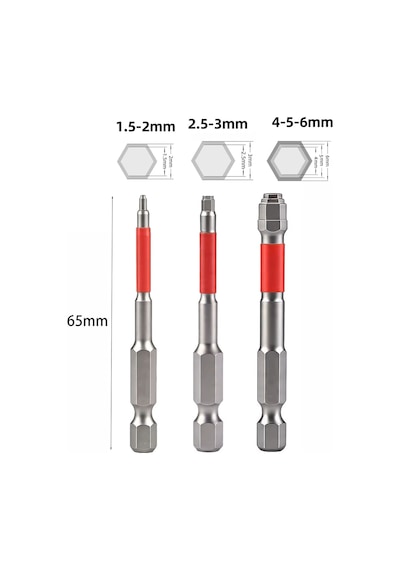 3'lü Set S3 Titanyum Kaplama Altıgen Alyan Tornavida Ucu 1,5-6 Mm Güçlü Mıknatıslı 65 Mm Matkap Ucu 6 Gen Gömme Somun An