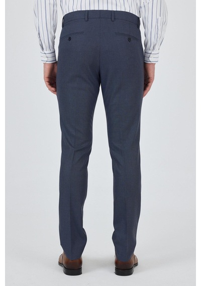 İmza Mavi Filafil Yan Cep Açık Paça Slim Fit Ayarlanabilir Kemer Pantolon 1003250123 Mavi