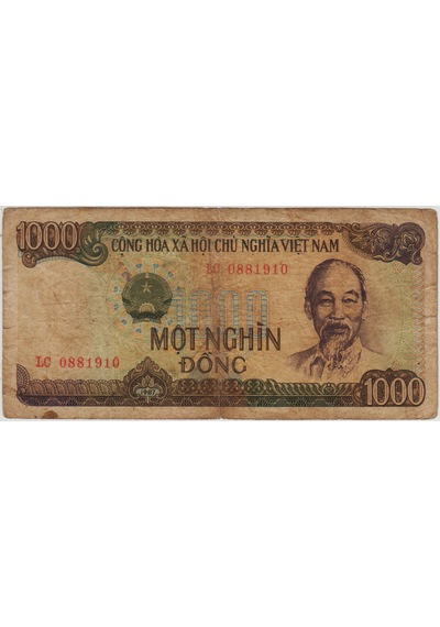 Vietnam 1000 Dong 1987 Ho Chi Minh Portreli. Temiz.