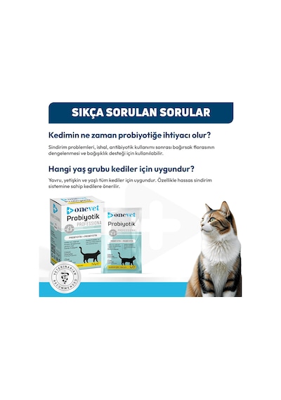 Onevet Probiyotik Şase Kediler Için Sindirmeye Yardımcı Takviye Vitamini 7 Adet 1 Gr