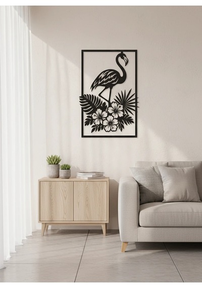 Flamingo Kuş Figürlü Metal Duvar Tablosu