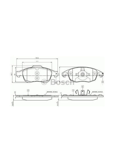 BOSCH 986495258 Fren Balatası Ön 5008 09- Partner 08- Partner Tepee 08- / C4 Picasso 06- C4 10- Ds4 11- Ds5 11- Berlingo 08-