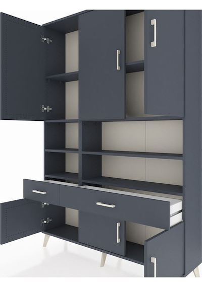 Arges Dolap 8 Raflı 2 Çekmeceli 6 Kapaklı 132x30x195 Antrasit-antrasit/antrasit Antrasıt/antrasıt Arges Dolap 8 Raflı 2 Çekmeceli 6 Kapaklı 132x30x195 Antrasit-antrasit/antrasit Antrasıt/antrasıt