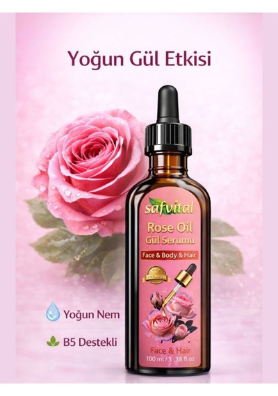 Safvital Gül Özlü Serum 100 Ml B5 Vitaminli Yoğun Nem Işıltı Veren Cilt Ve Saç Bakım Serumu Etkili