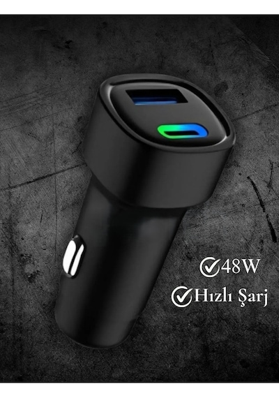 48w Pd Araç İçi Çakmaklık Hızlı Şarj Aleti Type-c Usb Rgb Işık Araç Şarj Başlığı