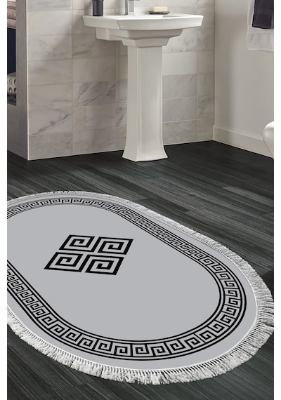 Eko Trend Djt Banyo Paspası Yıkanabilir Kaymaz Taban 656m Oval Modern gri