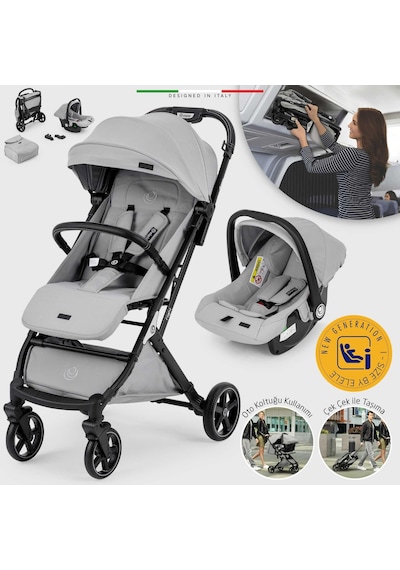 Elele Flight 2 Kabin Tipi Travel Sistem Bebek Arabası Gri