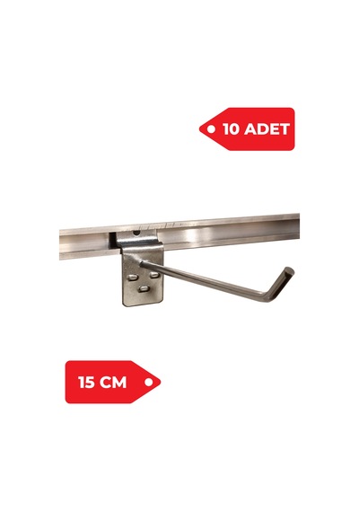 15 Cm 10 Adet Siyah Kanallı Pano Kancası Raf Askısı Galvaniz