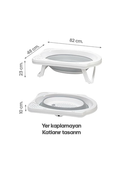 Lirazon Bebek Küveti 4'lü Set Katlanabilir Bebek Yıkama Küvet Kova Maşrapa File Yer Kaplamayan Tasarım