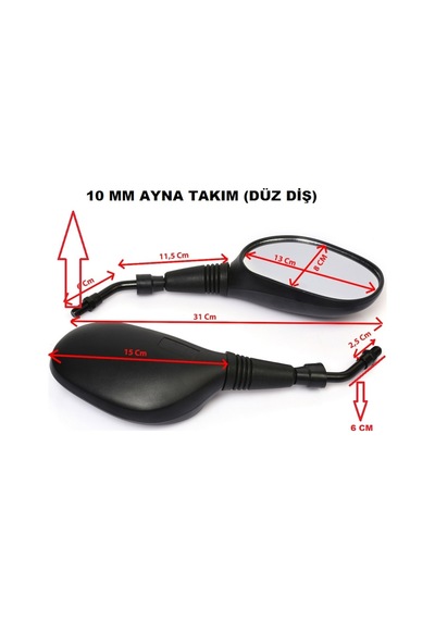 Motosiklet Ayna 10 Mm Cup (Cub) Cg Agk Çıta Asya Mondial Küba