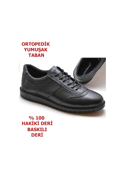 Ayakkabiburada 1050 Ortopedik Taban Hakiki Deri Erkek Kışlık Ayakkabı Siyah