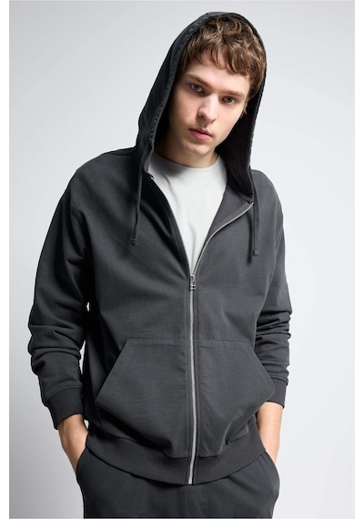 Defacto %100 Pamuk Fermuarlı Sweatshirt F9812ax26spar221 Antrasit-ar221