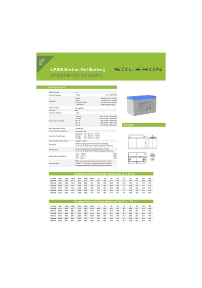 Soleron 100ah-12v Nano Karbon Jel Akü