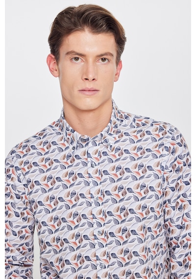 AC&Co / Altınyıldız Classics Erkek Bej Lacı %100 Pamuk Slim Fit Dar Kesim Düğmeli Yaka Baskılı Gömlek Çok Renkli AC&Co / Altınyıldız Classics Erkek Bej Lacı %100 Pamuk Slim Fit Dar Kesim Düğmeli Yaka Baskılı Gömlek Çok Renkli
