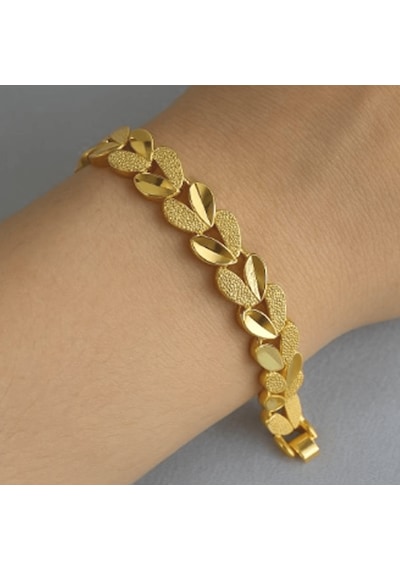 Altın Yaprak Desenli Bileklik Gold