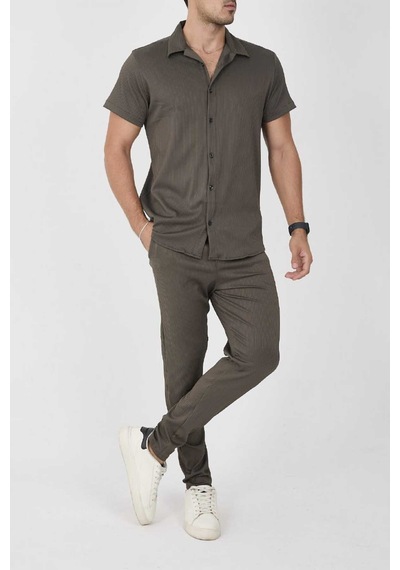Mcz Giyim Haki Renk Ottoman Kumaş Slim Fit Erkek Pantolon - Gömlek Alt Üst Takım