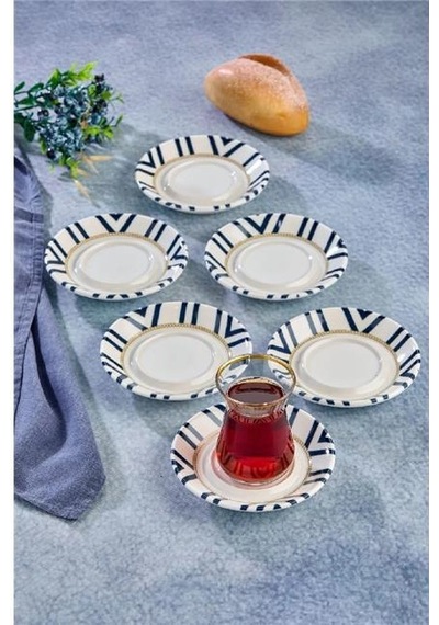 Cooker Alaçatı Desenli Porselen Çay Tabağı 6lı Ckr4152 çok renkli