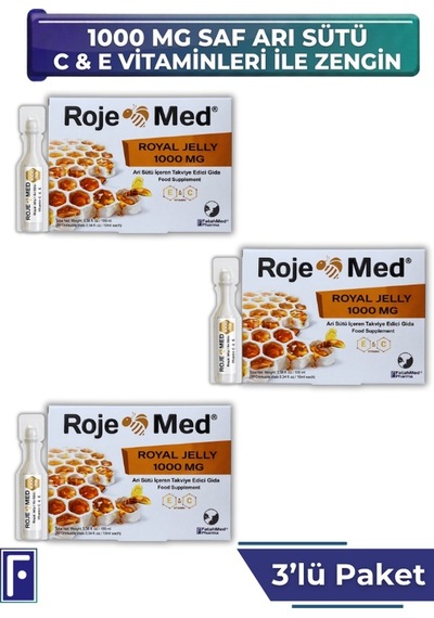 Royal Jelly 1000 Mg Arı Sütü Fresh Vitamin C & E 10 Shot 3'lü Avantaj Paketi